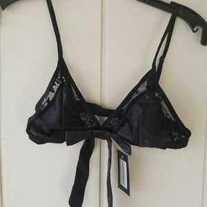 Fredericks of Hollywood Black Sheer Mesh Fetish Bralette Bra Sz Medium S…